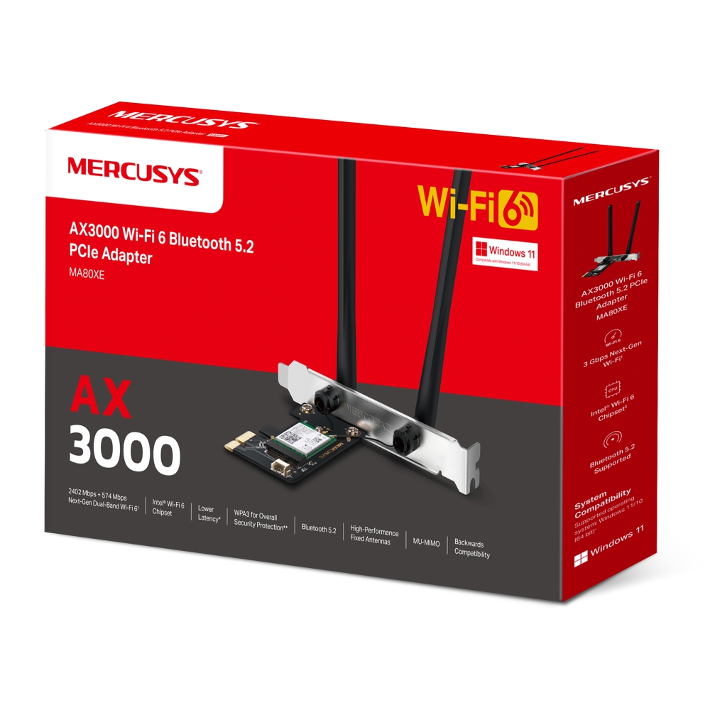 SCHEDA PCI-EXPRESS WIRELESS + BLUETOOTH MERCUSYS MA80XE WIFI 6 AX 3000